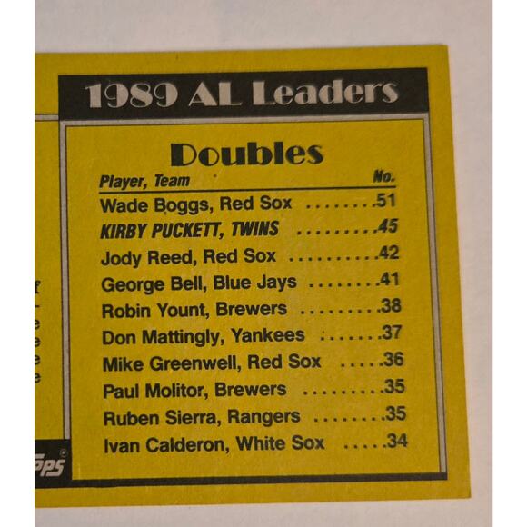 Kirby Puckett American League All-Star Topps 1990 Baseball Card #391 Outfielder - Picture 5 of 5